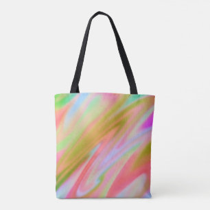 Bolso De Tela Ondas abstractas de color verde rosa único de moda