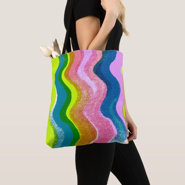 Bolso De Tela Ondas arco iris (Detalle)