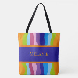 Bolso De Tela Ondas coloridas con nombre