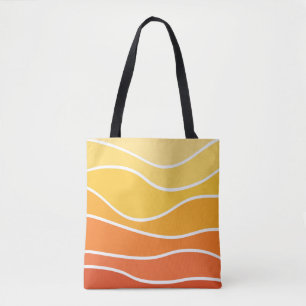 Bolso De Tela Ondas de estilo retro amarillo y naranja