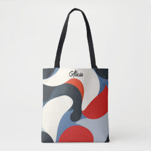 Bolso De Tela Ondas negras azul rojo blanco