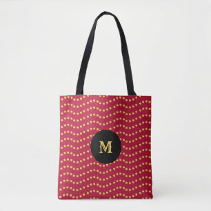 Bolso De Tela Ondas punteadas de oro hermosas