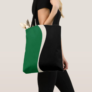 Bolso De Tela Ondas simples 2 en verde, crema y negro