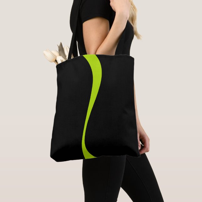 Bolso De Tela Ondas simples 2 en verde limón y negro (Detalle)
