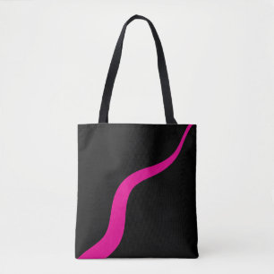 Bolso De Tela Ondas simples 3 en magenta y negro