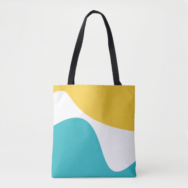 Bolso De Tela Ondas simples 4 - Turquesa y Amarilla (Anverso)