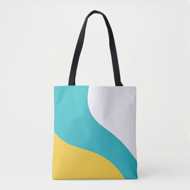 Bolso De Tela Ondas simples - Turquesa y Amarillo (Anverso)