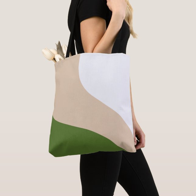 Bolso De Tela Ondas simples - Verde blanco, de arena y pálido (Detalle)