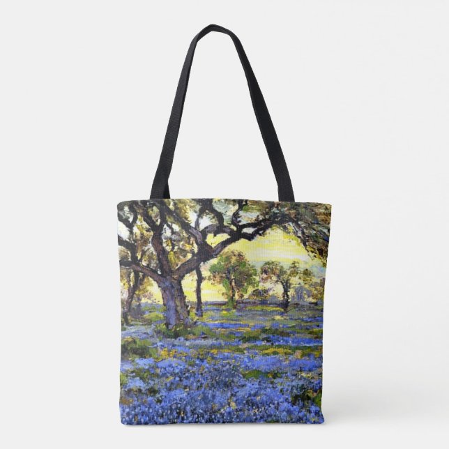 Bolso De Tela Onderdonk - Árbol de roble antiguo y Bluebonnets (Reverso)