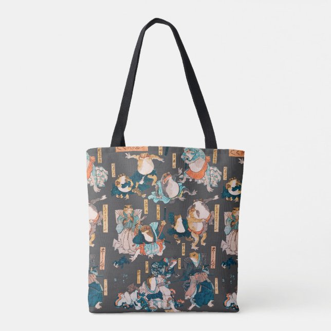 Bolso De Tela Ondulaciones ukiyo-e de rana japonesa (Reverso)