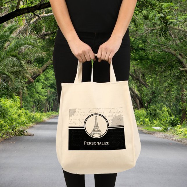 Bolso De Tela Onyx Eiffel Tower (Onyx Eiffel Tower Tote Bag)