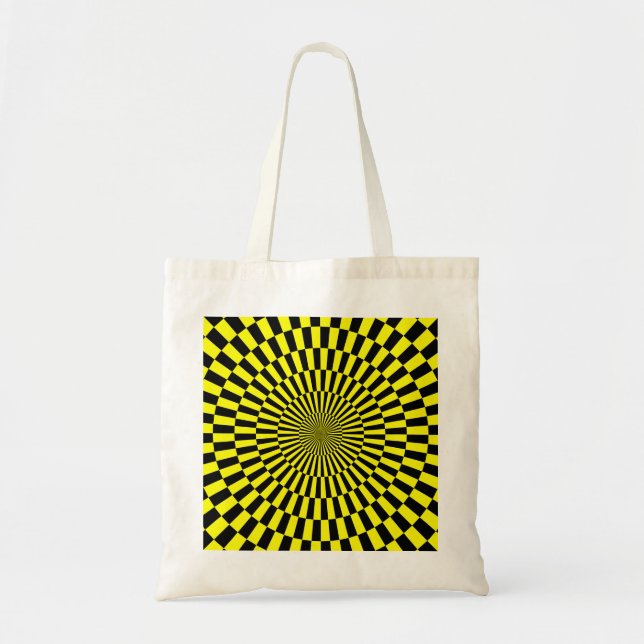Bolso De Tela Op Art - Amarillo y Negro (Frente)
