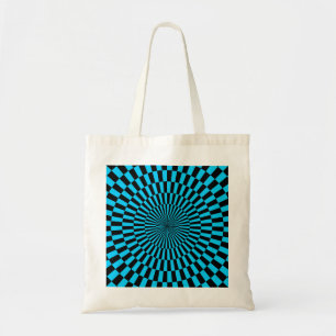 Bolso De Tela Op Art - Sky Blue y Black