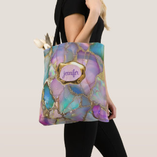 Bolso De Tela Ópalo colorido y oro líquido