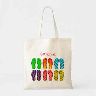 Bolso De Tela Opción personalizada Flip flops Summer Beach Strip