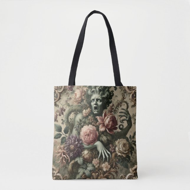 Bolso De Tela Opulencia Operativa - Grotesca floral gótica (Anverso)