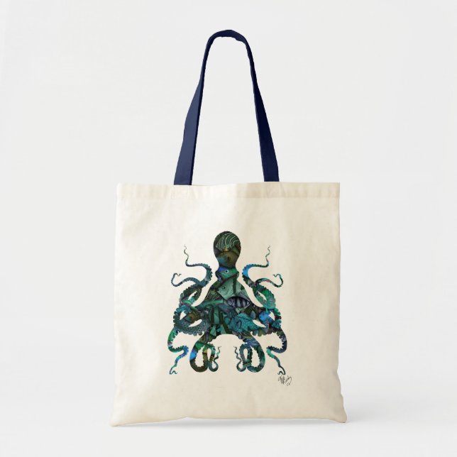 Bolso De Tela Opulpo azul pescador (Frente)
