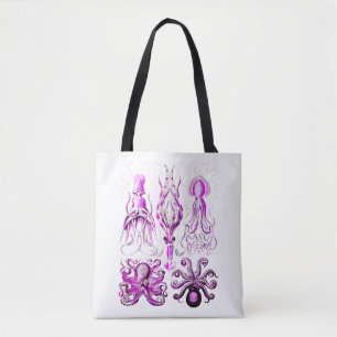 Bolso De Tela Opulpo rosado marino océano mar playa arte