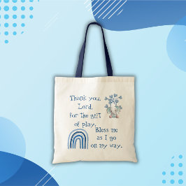 Bolso De Tela Oración cristiana para los niños Azul |