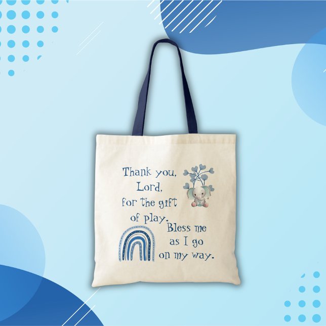 Bolso De Tela Oración cristiana para los niños Azul | (Subido por el creador)