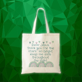 Bolso De Tela Oración cristiana para niños Verde y Rosa |