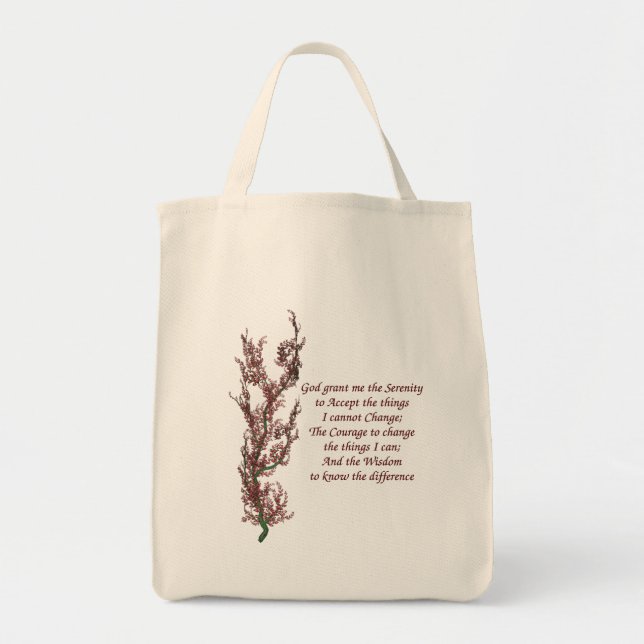 Bolso De Tela Oración inspiradora de serenidad de cita (Frente)