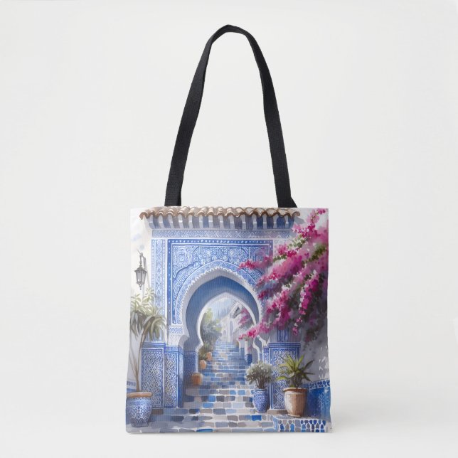 Bolso De Tela Oral rosa Bougainvillea Marruecos Bodas de mosaico (Anverso)