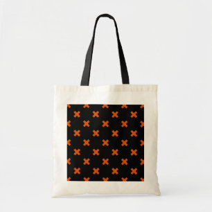 Bolso De Tela Orange cross stitches on black