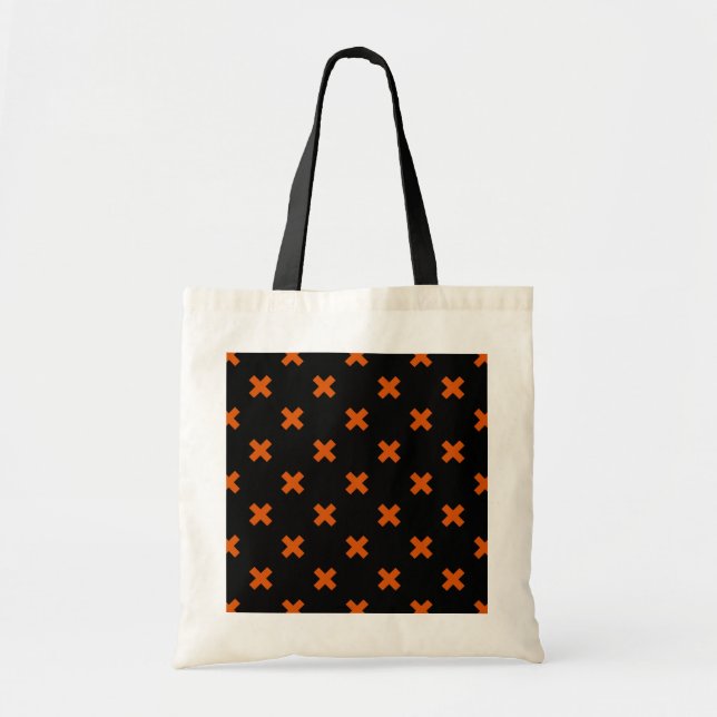 Bolso De Tela Orange cross stitches on black (Frente)