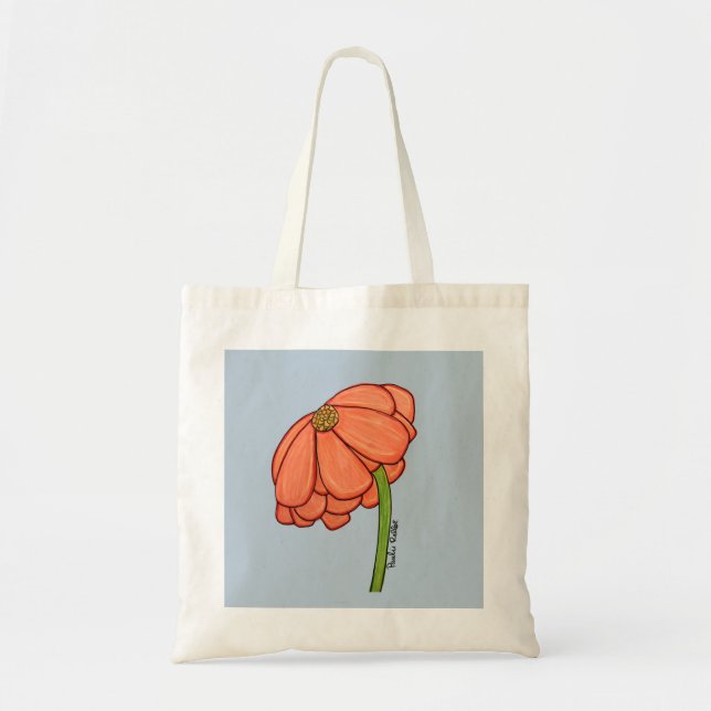 Bolso De Tela Orange Flower with Blue background (Frente)