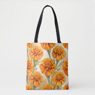 Bolso De Tela Orange marigold flowers pattern