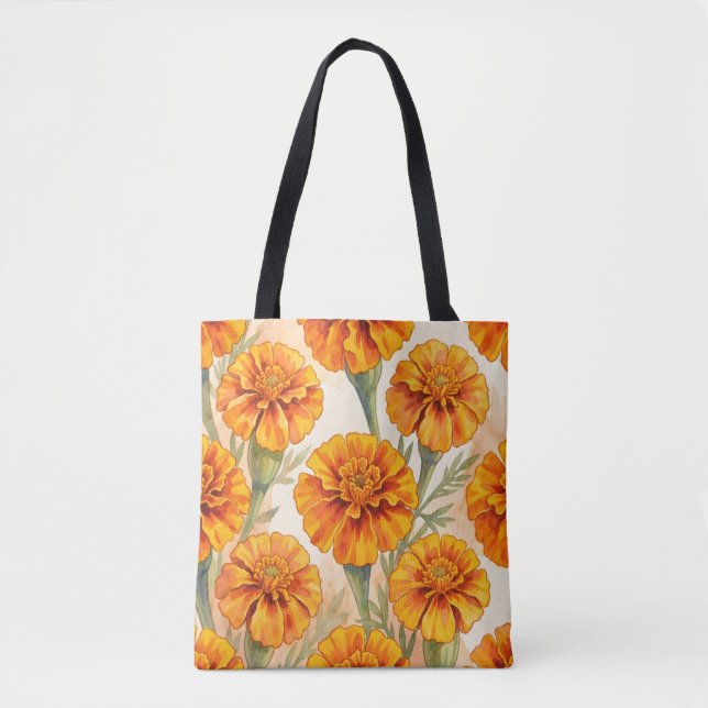 Bolso De Tela Orange marigold flowers pattern (Anverso)