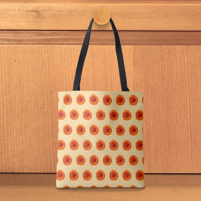 Bolso De Tela Orange Rose Seamless Pattern Tote Bag (Tote bag with seamless pattern of an orange rose)