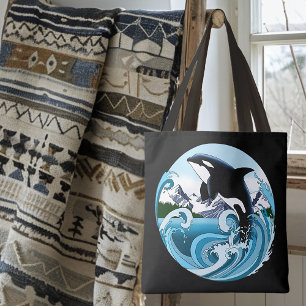 Bolso De Tela Orca Majestuosa Ballena Asesina Olas Azules Océano
