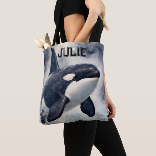 Bolso De Tela Orca Olas tormentosas, Personalizado (Detalle)