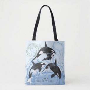 Bolso De Tela Orcas de color blanco y negro increíbles