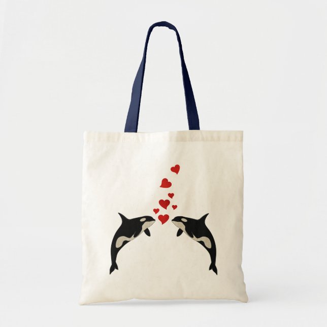 Bolso De Tela Orcas en amor (Frente)