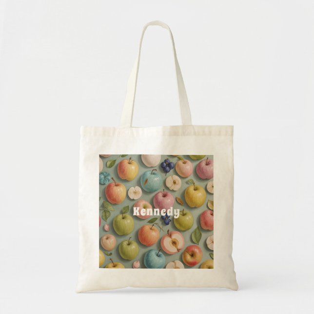 Bolso De Tela Orchard Whimsy: fruta pastel (Frente)