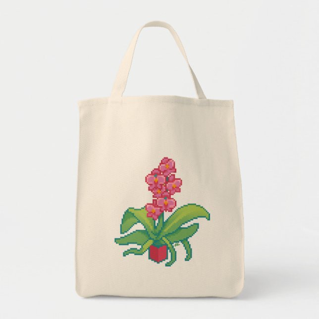 Bolso De Tela Orchid Pixelart, Pixel Art (Frente)