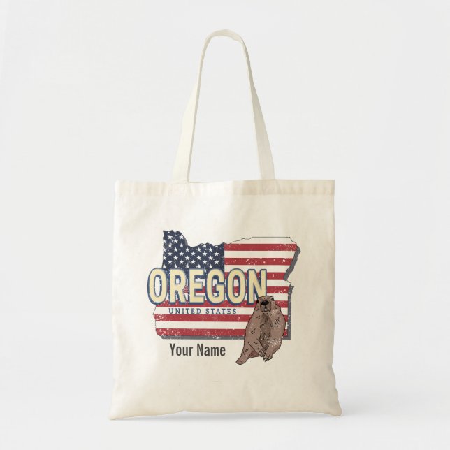 Bolso De Tela Oregon State Estados Unidos Retro Map USA Souvenir (Frente)