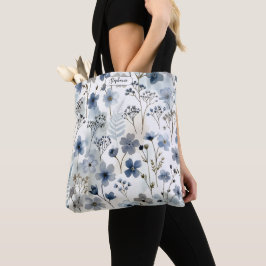 Bolso De Tela Organic Blue Anemone Fern Everyday Personalized