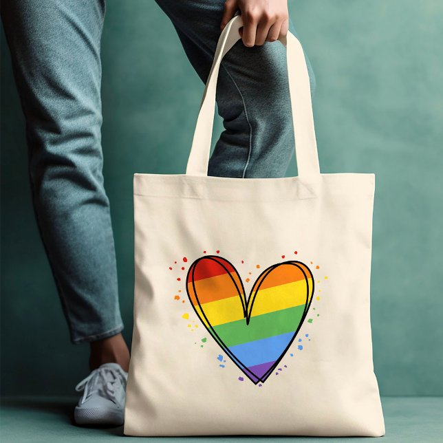 Bolso De Tela Orgullo arcoiris LGBTQ Boda del corazón (Subido por el creador)
