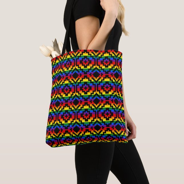 Bolso De Tela Orgullo Arcoíris LGBTQ Geométrico (Detalle)