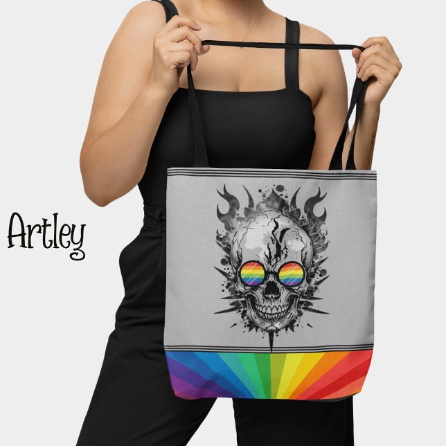 Bolso De Tela Orgullo de arcoiris con cráneo Gris gafas de sol G (Subido por el creador)