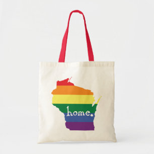 Bolso De Tela Orgullo Gay de Wisconsin Mapa del hogar