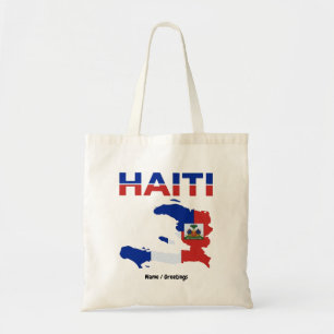 Bolso De Tela Orgullo haitiano Diseño de mapa de bandera de Hait