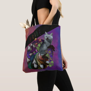 Bolso De Tela Orgullo Kitsune y Flores de Aquilegia