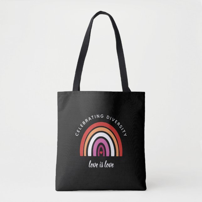 Bolso De Tela Orgullo Lesbiano Celebrando La Diversidad El Amor  (Anverso)