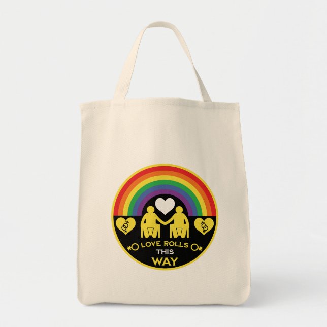 Bolso De Tela Orgullo LGBTQ Gay de Discapacidad en silla de rued (Frente)