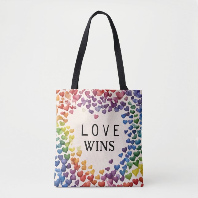 Bolso De Tela Orgullo LGBTQ Gay Love Wins AI Rainbow Heart (Anverso)